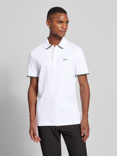 BOSS Green Regular fit poloshirt met labelprint, model 'Paddy Lux Heritage' Wit - 4