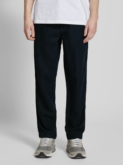 Superdry Straight leg linnen broek met tunnelkoord, model 'Merchant' Donkerblauw - 4