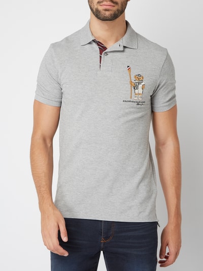 Polo Ralph Lauren Koszulka polo o kroju custom slim fit z wyhaftowanym niedźwiedziem Średnioszary melanż 3