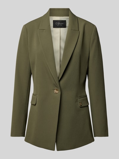 s.Oliver BLACK LABEL Slim fit blazer met klepzakken Olijfgroen - 2