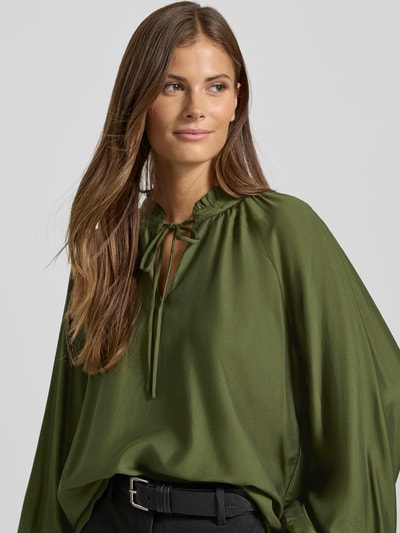 ICHI Regular Fit Bluse mit Schlüsselloch-Ausschnitt Modell 'KARLANI' Khaki 3