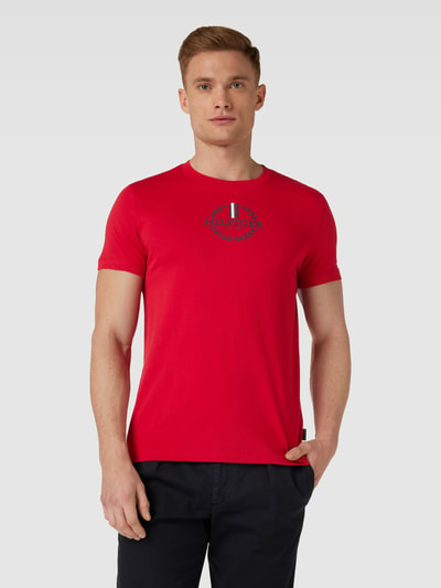 Tommy Hilfiger Slim fit T-shirt met ronde hals Donkerrood - 4