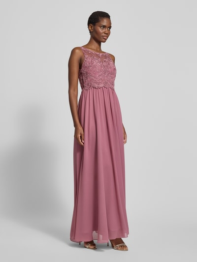 Laona Abendkleid mit Ziersteinen und floralen Stickereien Altrosa 1
