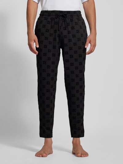 HUGO Regular fit sweatpants met labelprint, model 'Flock' Zwart - 4