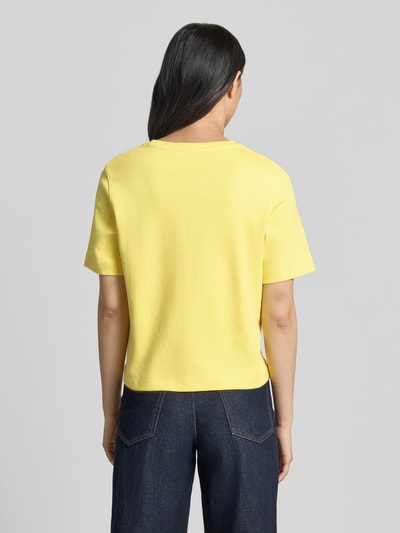 Oui T-shirt met label-stitching Geel - 5