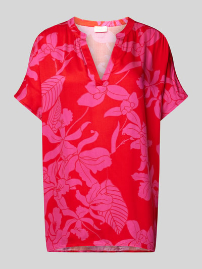 Milano Italy Blouse van viscose met tuniekkraag Rood - 2