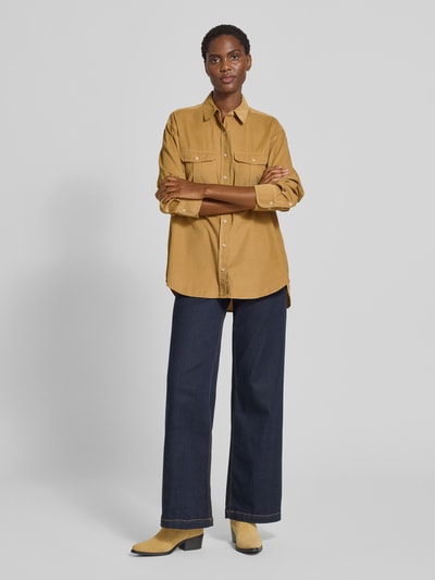 Marc O'Polo Relaxed Fit Hemdbluse aus Baumwoll-Lyocell-Mix Camel 1