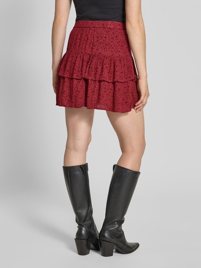 Only Ausgestellter Mini-Rock aus reiner Viskose Modell '30 BERYL' Kirsche Melange 5