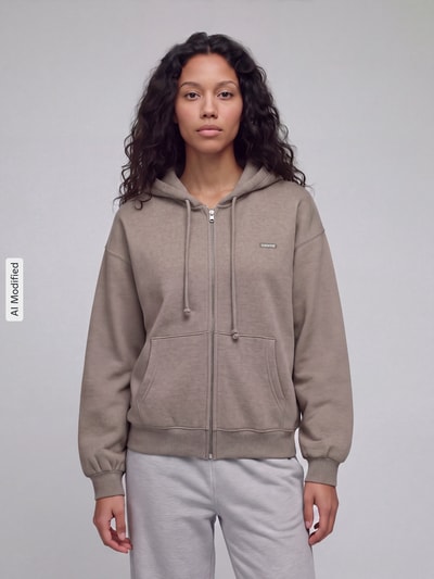 Levi's® Regular fit sweatjack van katoenmix Taupe gemêleerd - 4