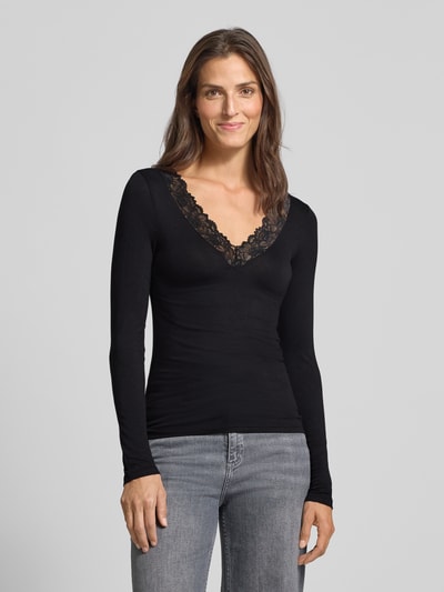 Vero Moda Regular Fit Langarmshirt aus Viskose-Mix Modell 'ROSA' Black 4