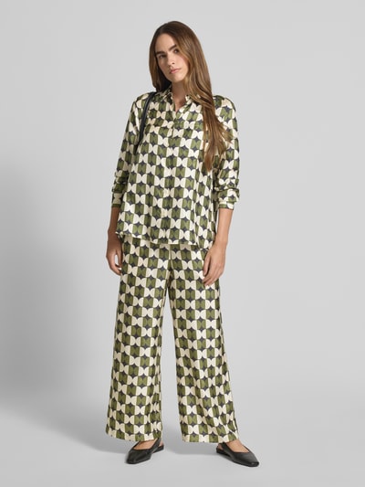 Weekend Max Mara Loose fit zijden broek met all-over motief, model 'FIBBIA' Groen - 1