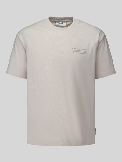 Produktfoto, Boxy Fit Shirt aus Baumwoll-Mix von Marc O'Polo DENIM in Beige mit geradem Schnitt, dezenter Logo-Print, glatte Textur