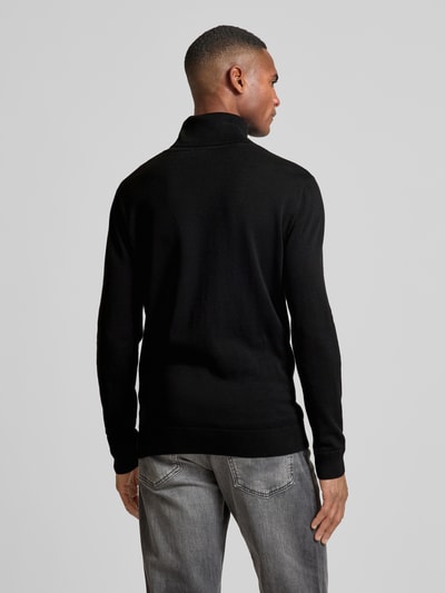 Tom Tailor Regular Fit Rollkragenpullover aus reiner Baumwolle mit Logo-Stitching Black 5