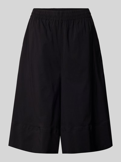 Produktfoto, schwarze Bermudas mit weitem Bein Modell 'Jules' von FREE/QUENT, Viskose-Mix mit Stretch, elastischer Bund, glatte Textur