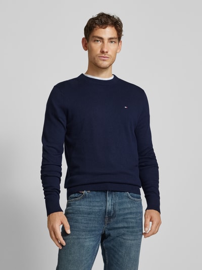 Tommy Hilfiger Sweter z dzianiny z wyhaftowanym logo model ‘PIMA’ Granatowy 4