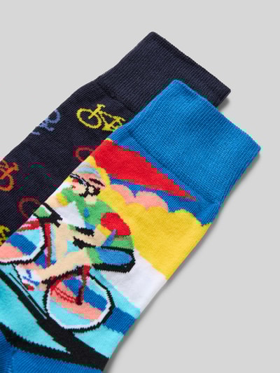 Christian Berg Men Sokken met elastische ribboordjes in een set van 2 paar Metallic blauw - 2