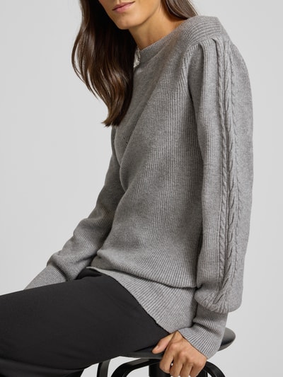 Soyaconcept Strickpullover mit gerippten Abschlüssen Modell 'KANITA' Mittelgrau Melange 3