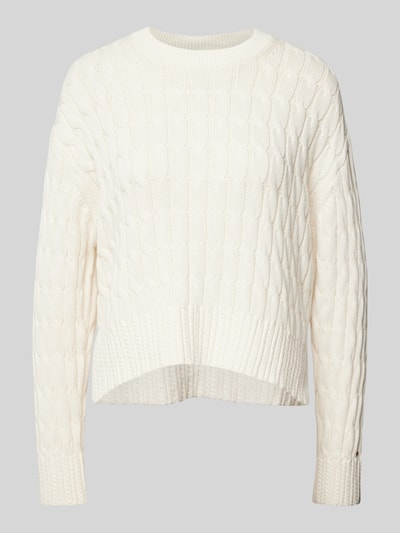 Tommy Hilfiger Strickpullover aus reiner Baumwolle mit Rundhalsausschnitt Ecru 1