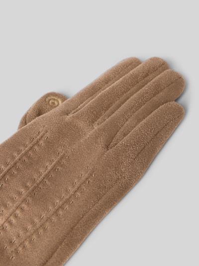 EEM Slim Fit Handschuhe mit Ziernähten Taupe 3