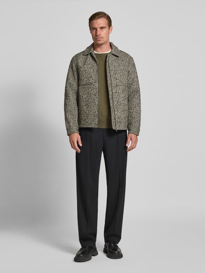 ANNARR Spodnie materiałowe z prostą nogawką i zakładkami w pasie model ‘FELL’ Czarny 1