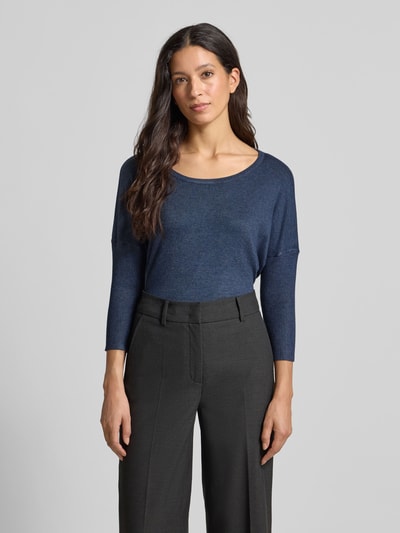 FREE/QUENT Sweter z dzianiny z mieszanki wiskozy z rękawem o dł. 3/4 model ‘JONE’ Niebieski melanż 4