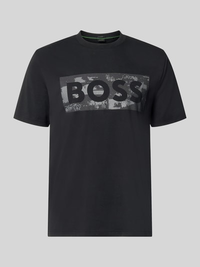 BOSS Green męski t-shirt o kroju regular fit z mieszanki bawełny model 'TS_GLOBE LOGOPATTERN' Czarny 2