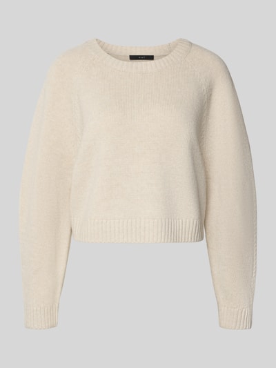 Oui Strickpullover aus Woll-Mix mit Rundhalsausschnitt Offwhite Melange 2