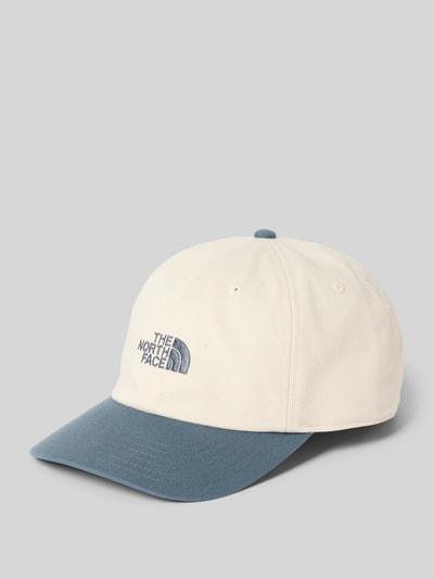 Produktfoto, Cap mit Label-Stitching von The North Face in Creme und Blau aus Baumwoll-Mix mit verstärktem Schirm und verstellbarem Riegel.