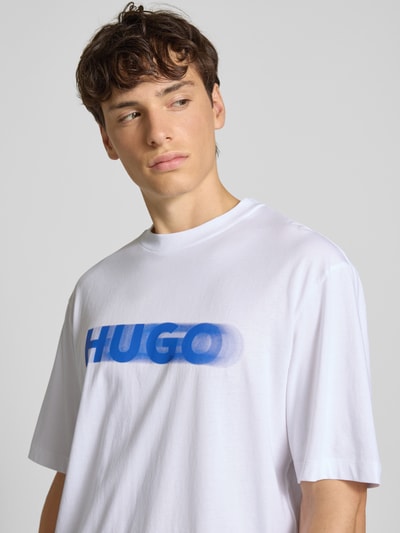Hugo Blue T-shirt met logoprint, model 'Nalax' Wit - 3