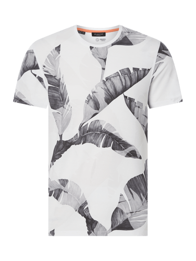 SELECTED HOMME T-Shirt aus Bio-Baumwolle mit Blättermuster Modell 'Tony' Weiss 1