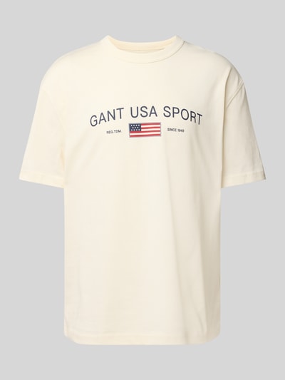 Gant T-Shirt mit Label-Print Offwhite 2