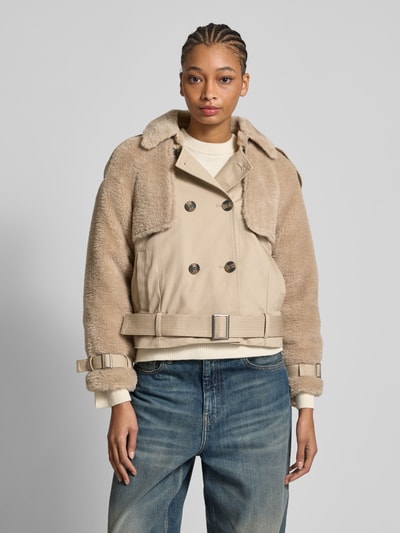 Pepe Jeans Regular Fit Jacke mit Kunstfellbesatz Modell 'FIONA' Taupe 4