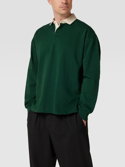 Marc O'Polo Oversized poloshirt met knoopsluiting, model 'Rugby' Flessengroen - 4