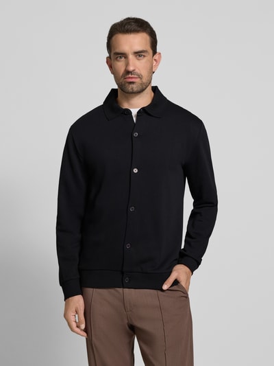 Lindbergh Sweatjack met kentkraag Zwart - 4