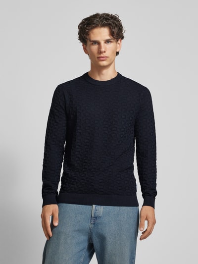 Only & Sons Gebreide pullover met structuurmotief, model 'KALLE' Donkerblauw - 4