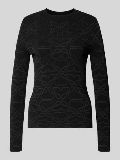 HUGO Longsleeve aus Viskose-Mix in Strick-Optik Modell 'Satero' Black 2