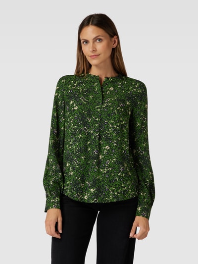 Jake*s Casual Blouse van viscose met bloemenmotief en blinde knoopsluiting Grasgroen - 4