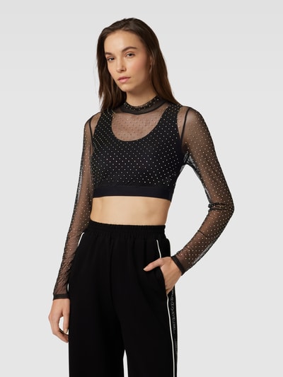 Karo Kauer Crop Top mit Ziersteinbesatz Black 4