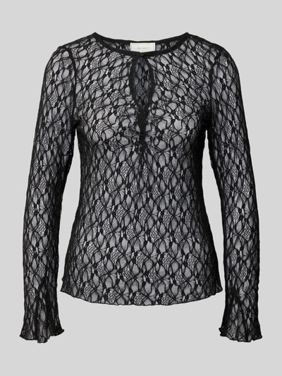 Neo Noir Shirt met lange mouwen in semi-transparant design, model 'Matria' Zwart - 2