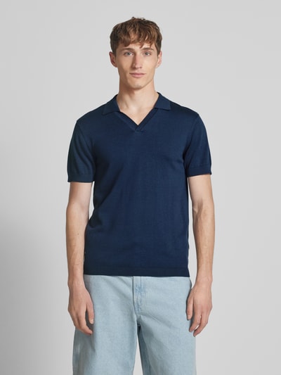 Blend T-shirt met V-hals, model 'ALLI' Marineblauw - 4