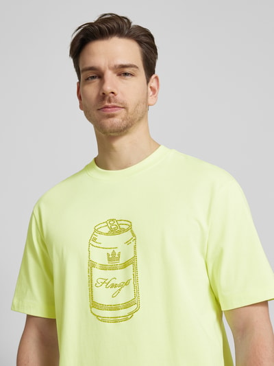 HUGO T-Shirt mit Label-Detail Modell 'Deondrin' Neon Gelb 3