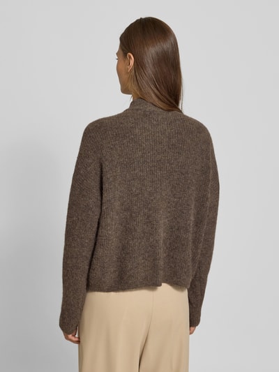 Gestuz Strickjacke aus Alpaka-Mix mit Stehkragen Modell 'Alpha' Mittelbraun 5