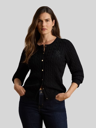 Lauren Ralph Lauren Regular Fit Strickjacke aus reiner Baumwolle mit Logo-Stitching BLACK 6