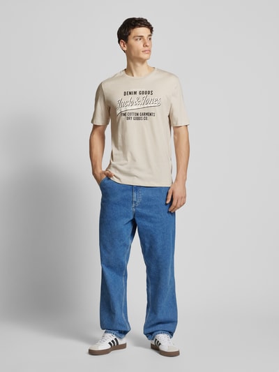 Jack & Jones T-shirt met labelprint in een set van 3 stuks, model 'ETHAN' Olijfgroen - 1