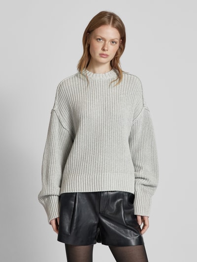 JAKE*S STUDIO WOMAN Oversized Strickpullover mit Strukturmuster Silber Melange 4