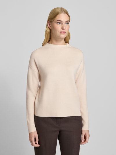 Christian Berg Woman Oversized gebreide pullover met geribde opstaande kraag Steengrijs - 4