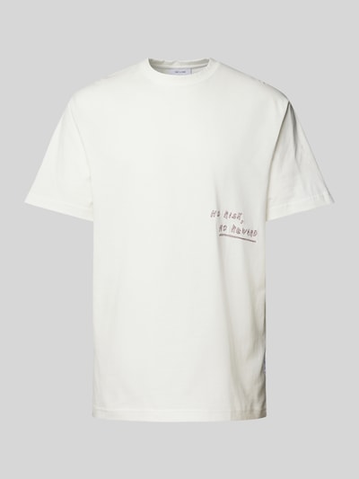 Only & Sons T-shirt met statementstitching, model 'AARON LIFE' Offwhite - 2