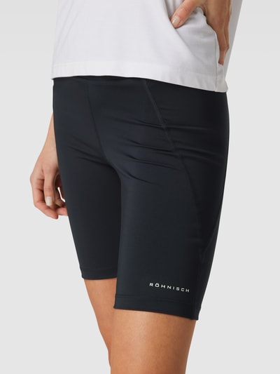 Röhnisch Fietsbroek met labelprint, model 'FLATTERING' Zwart - 3