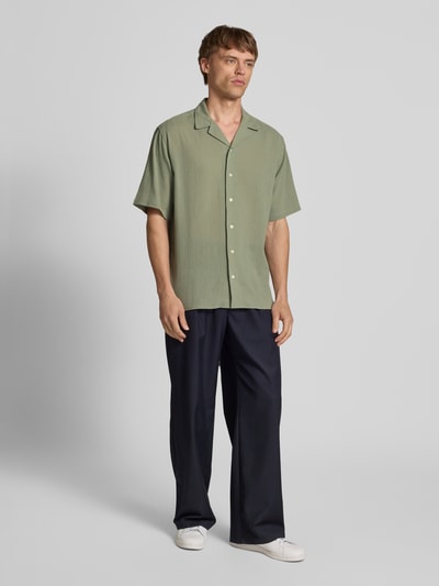 Redefined Rebel Regular fit vrijetijdsoverhemd met structuurmotief, model 'FELIX' Lindegroen - 1