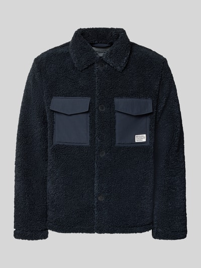 Produktfoto, Regular Fit Hemdjacke mit Brustleistentaschen von Marc O'Polo mit dunkelblauer Textur und kontrastierenden Taschen, Herren Hemdjacke von Marc O'Polo DENIM